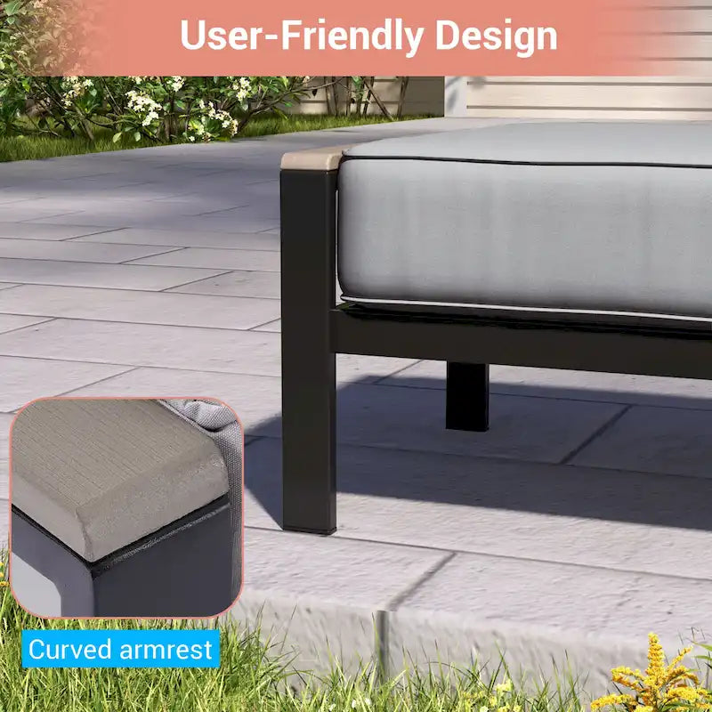 Outdoor 7 Pieces Rattan Patio Set with 3-Seater Sofa, Thickening Cushions with Coffee Table and Sturdy Frame