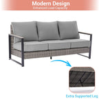Outdoor 7 Pieces Rattan Patio Set with 3-Seater Sofa, Thickening Cushions with Coffee Table and Sturdy Frame