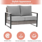 Outdoor 7 Pieces Rattan Patio Set with 3-Seater Sofa, Thickening Cushions with Coffee Table and Sturdy Frame