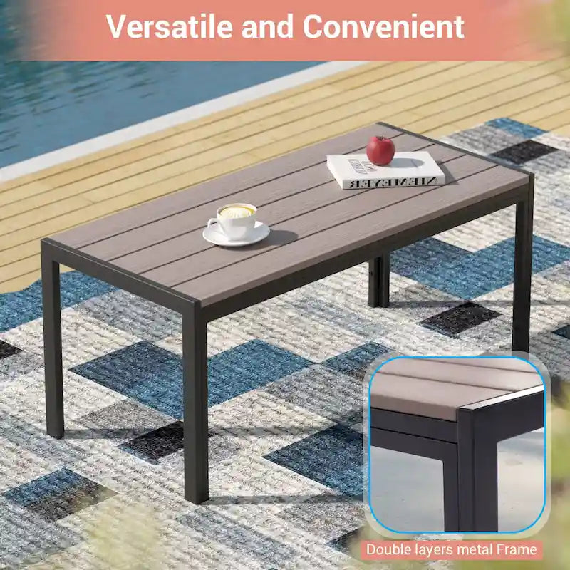 Outdoor 7 Pieces Rattan Patio Set with 3-Seater Sofa, Thickening Cushions with Coffee Table and Sturdy Frame