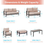 Outdoor 7 Pieces Rattan Patio Set with 3-Seater Sofa, Thickening Cushions with Coffee Table and Sturdy Frame