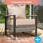 Outdoor 7 Pieces Rattan Patio Set with 3-Seater Sofa, Thickening Cushions with Coffee Table and Sturdy Frame