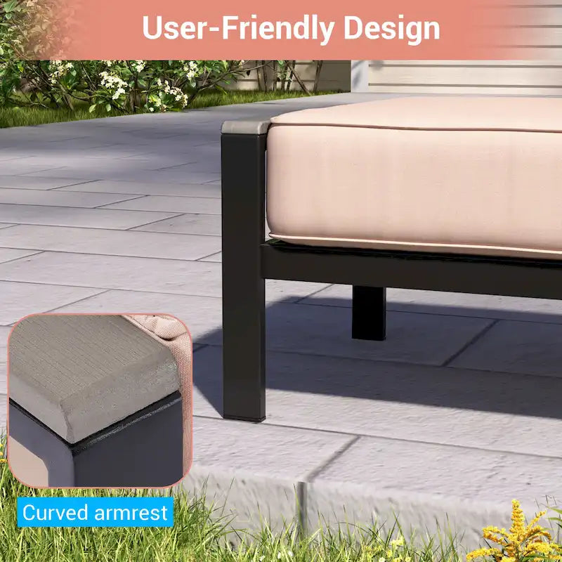 Outdoor 7 Pieces Rattan Patio Set with 3-Seater Sofa, Thickening Cushions with Coffee Table and Sturdy Frame
