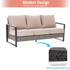 Outdoor 7 Pieces Rattan Patio Set with 3-Seater Sofa, Thickening Cushions with Coffee Table and Sturdy Frame