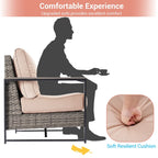 Outdoor 7 Pieces Rattan Patio Set with 3-Seater Sofa, Thickening Cushions with Coffee Table and Sturdy Frame