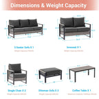 Outdoor 7 Pieces Rattan Patio Set with 3-Seater Sofa, Thickening Cushions with Coffee Table and Sturdy Frame