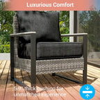 Outdoor 7 Pieces Rattan Patio Set with 3-Seater Sofa, Thickening Cushions with Coffee Table and Sturdy Frame
