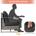 Outdoor 7 Pieces Rattan Patio Set with 3-Seater Sofa, Thickening Cushions with Coffee Table and Sturdy Frame