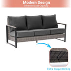 Outdoor 7 Pieces Rattan Patio Set with 3-Seater Sofa, Thickening Cushions with Coffee Table and Sturdy Frame