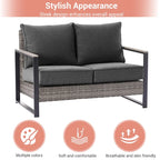 Outdoor 7 Pieces Rattan Patio Set with 3-Seater Sofa, Thickening Cushions with Coffee Table and Sturdy Frame