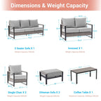 Outdoor 7 Pieces Rattan Patio Set with 3-Seater Sofa, Thickening Cushions with Coffee Table and Sturdy Frame
