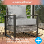 Outdoor 7 Pieces Rattan Patio Set with 3-Seater Sofa, Thickening Cushions with Coffee Table and Sturdy Frame