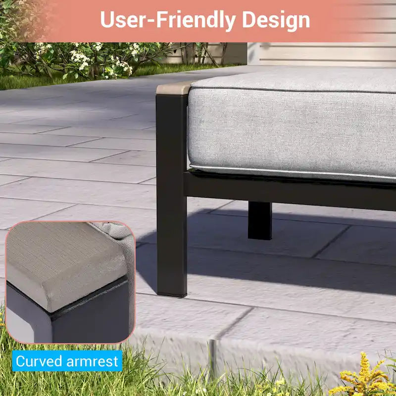 Outdoor 7 Pieces Rattan Patio Set with 3-Seater Sofa, Thickening Cushions with Coffee Table and Sturdy Frame
