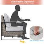 Outdoor 7 Pieces Rattan Patio Set with 3-Seater Sofa, Thickening Cushions with Coffee Table and Sturdy Frame
