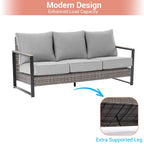 Outdoor 7 Pieces Rattan Patio Set with 3-Seater Sofa, Thickening Cushions with Coffee Table and Sturdy Frame