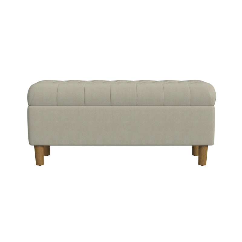 HomePop Button Tufted Top Storage Bench with Wood Legs