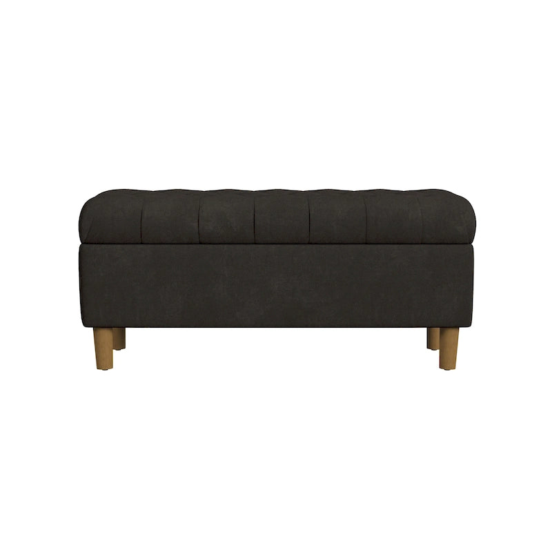 HomePop Button Tufted Top Storage Bench with Wood Legs