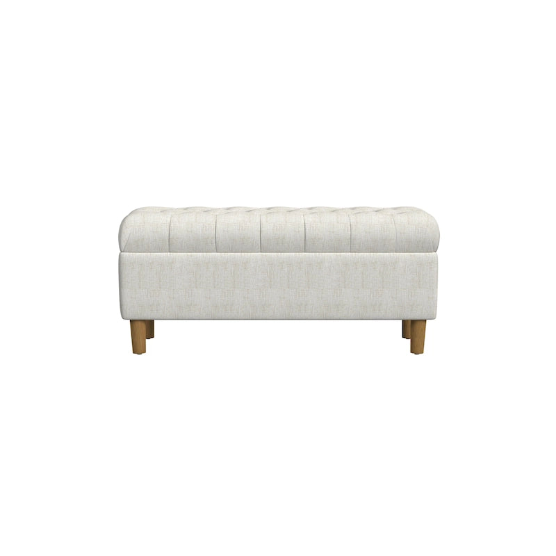 HomePop Button Tufted Top Storage Bench with Wood Legs