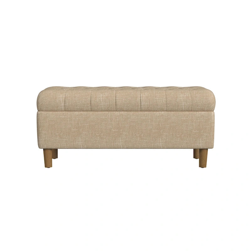 HomePop Button Tufted Top Storage Bench with Wood Legs