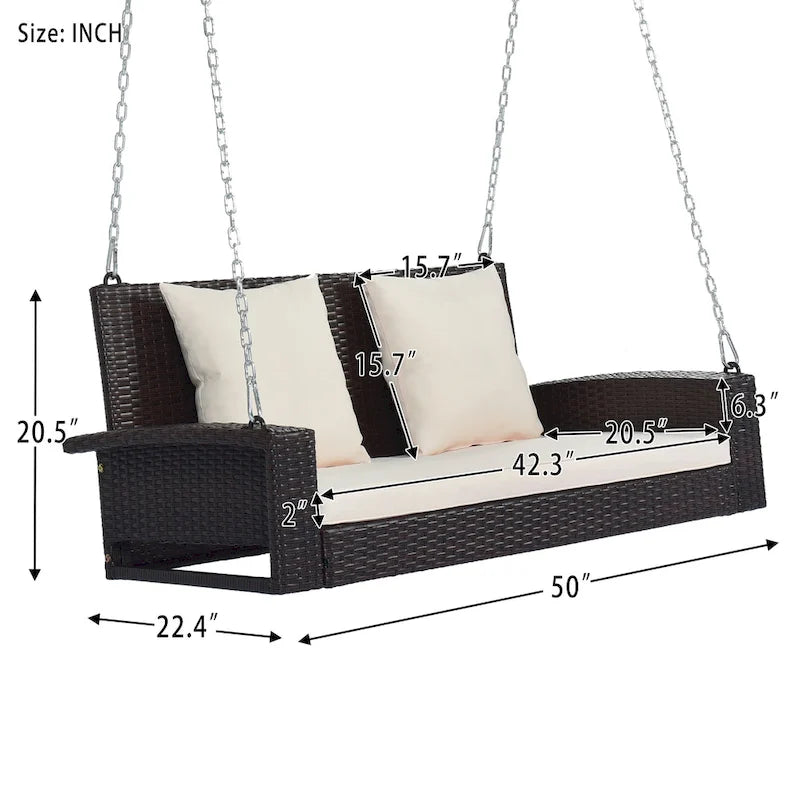 Wicker Hanging Porch Swing