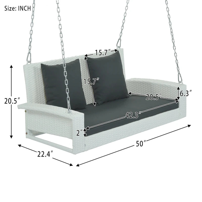 Wicker Hanging Porch Swing
