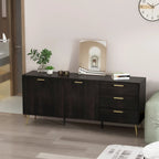 Timechee Sideboards Buffets w/ Storage Cabinet Drawers, Espresso/ White - 69L