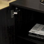 Timechee Sideboards Buffets w/ Storage Cabinet Drawers, Espresso/ White - 69L