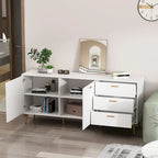 Timechee Sideboards Buffets w/ Storage Cabinet Drawers, Espresso/ White - 69L