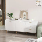 Timechee Sideboards Buffets w/ Storage Cabinet Drawers, Espresso/ White - 69L