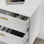 Timechee Sideboards Buffets w/ Storage Cabinet Drawers, Espresso/ White - 69L
