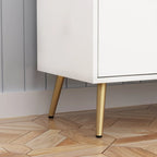 Timechee Sideboards Buffets w/ Storage Cabinet Drawers, Espresso/ White - 69L