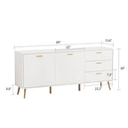 Timechee Sideboards Buffets w/ Storage Cabinet Drawers, Espresso/ White - 69L