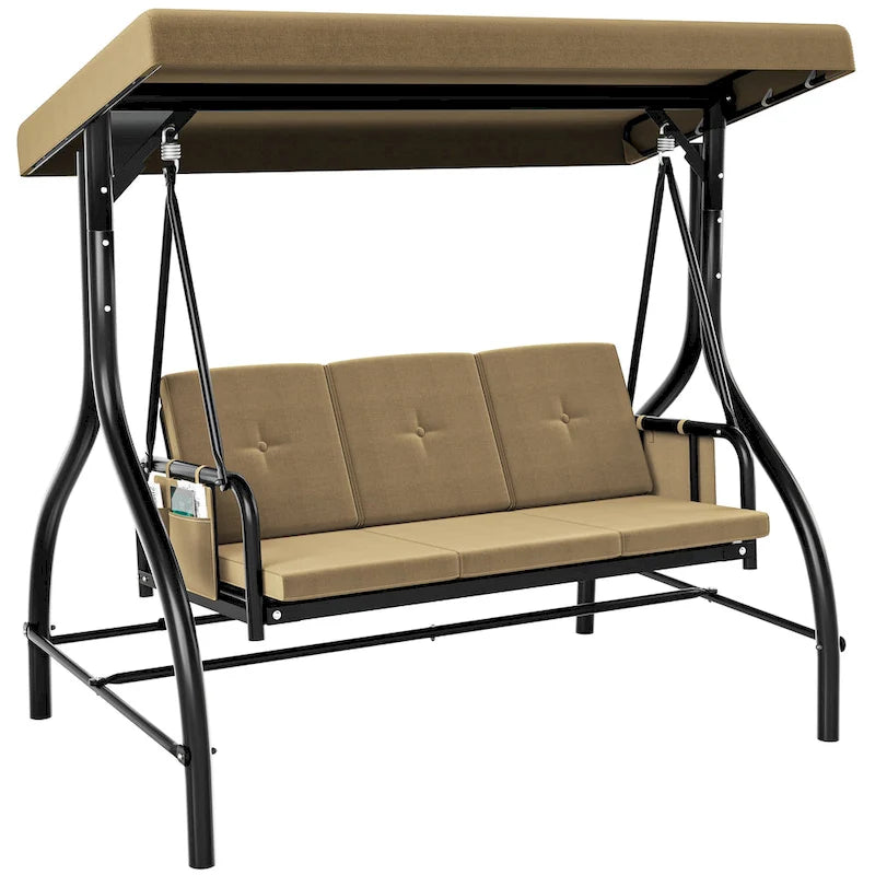 3 Person Metal Porch Swing with Canopy