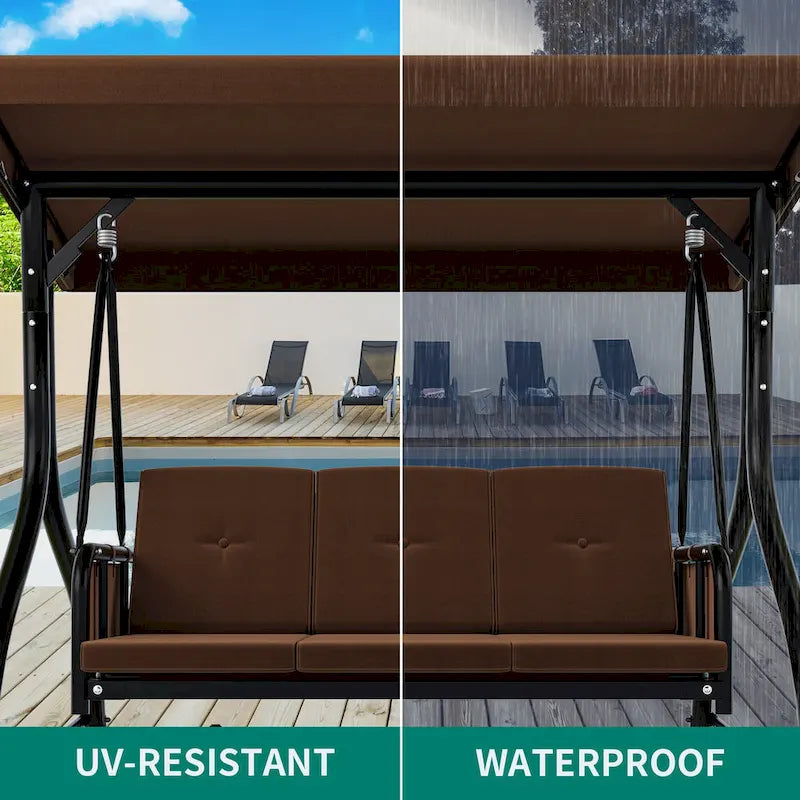 3 Person Metal Porch Swing with Canopy