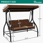 3 Person Metal Porch Swing with Canopy