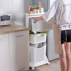 HANAMYA 3-Portable Basket Rolling Cart with Top Shelf