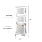 HANAMYA 3-Portable Basket Rolling Cart with Top Shelf