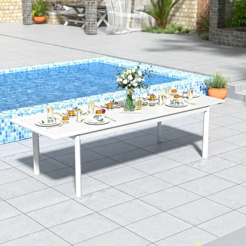 DESwan 108 in. x 39 in. Extendable Rectangular Aluminum Outdoor Dining Table