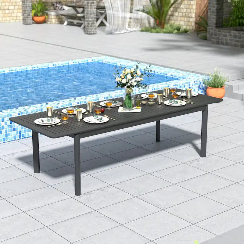 DESwan 108 in. x 39 in. Extendable Rectangular Aluminum Outdoor Dining Table