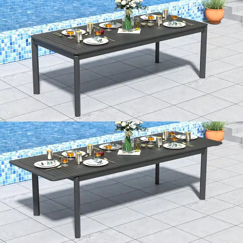 DESwan 108 in. x 39 in. Extendable Rectangular Aluminum Outdoor Dining Table