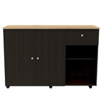 TUHOME Victoria Kitchen Island with 4 Interior Shelves, Casters, Drawer and Double Door Cabinet