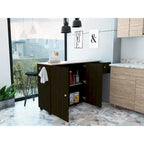 TUHOME Victoria Kitchen Island with 4 Interior Shelves, Casters, Drawer and Double Door Cabinet