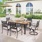 MAISON ARTS 7/5-piece Patio Dining Set, 6 Metal Patio Dining Chairs and 1 Metal Dining Table