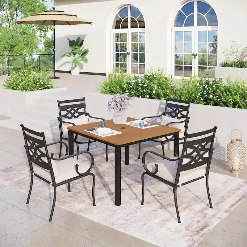MAISON ARTS 7/5-piece Patio Dining Set, 6 Metal Patio Dining Chairs and 1 Metal Dining Table