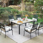 MAISON ARTS 7/5-piece Patio Dining Set, 6 Metal Patio Dining Chairs and 1 Metal Dining Table