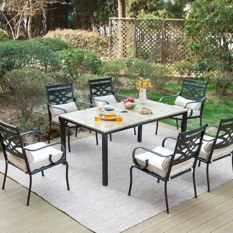 MAISON ARTS 7/5-piece Patio Dining Set, 6 Metal Patio Dining Chairs and 1 Metal Dining Table