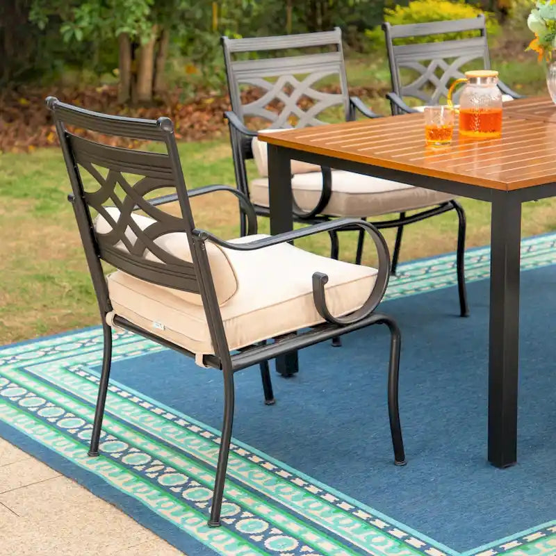 MAISON ARTS 7/5-piece Patio Dining Set, 6 Metal Patio Dining Chairs and 1 Metal Dining Table