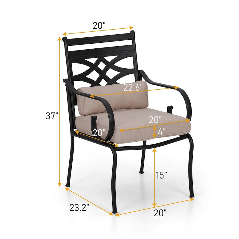 MAISON ARTS 7/5-piece Patio Dining Set, 6 Metal Patio Dining Chairs and 1 Metal Dining Table
