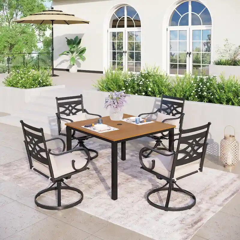 MAISON ARTS 7/5-piece Patio Dining Set, 6 Metal Patio Dining Chairs and 1 Metal Dining Table