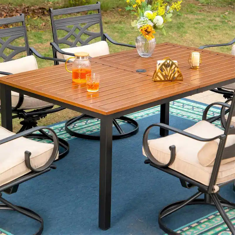 MAISON ARTS 7/5-piece Patio Dining Set, 6 Metal Patio Dining Chairs and 1 Metal Dining Table
